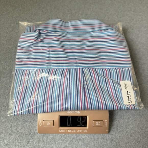 Peter Millar Mens Size Large Blue Pink Striped Button Front Shirt Collared LS - Picture 14 of 15
